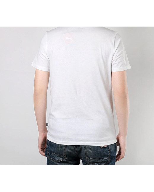 PUMA White Casual Sports Bronzing Logo Alphabet Printing Round Neck for men