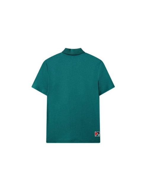 Fila Green Contrasting Colors Alphabet Printing Tennis Short Sleeve Polo Shirt for men