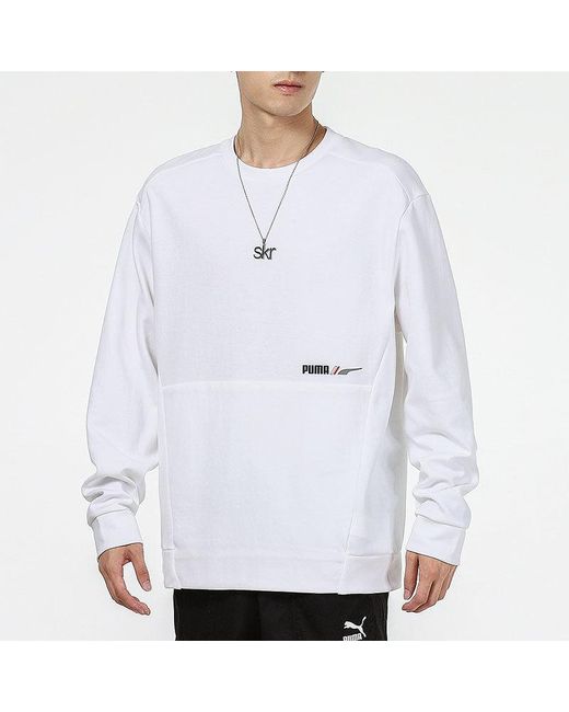 PUMA White Training Sports Breathable Round Neck Pullover for men