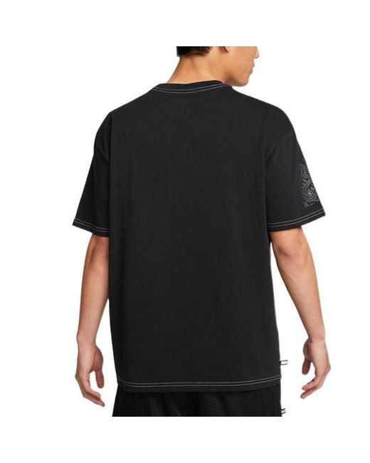 Nike Black Solid Color Alphabet Pattern Printing Round Neck Cotton Short Sleeve for men