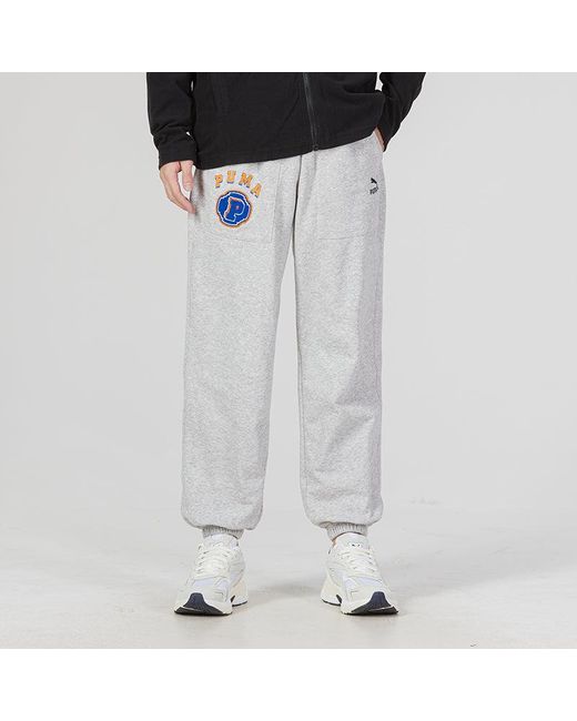 PUMA Gray Team Pants Tr Logo Pants for men