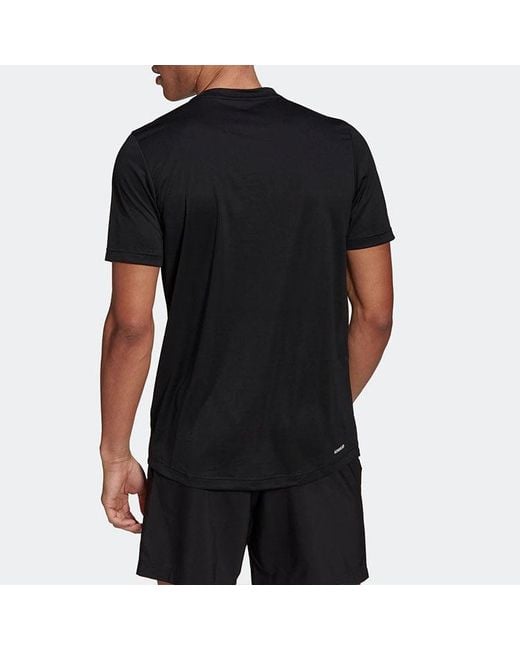 Adidas Black Solid Color Logo Casual Short Sleeve T-Shirt for men