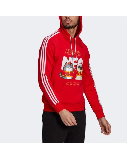 Adidas Red Neo X Crossover M Cny Ww Hdy Cartoon Printing Sports Pullover New Year's Edition for men