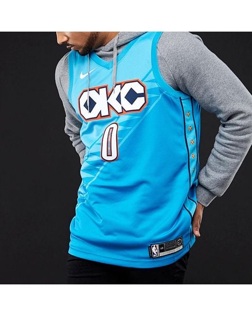 Nike Blue Nba Russell Westbrook City Edition (Oklahoma City Thunder) Swingman Jersey for men