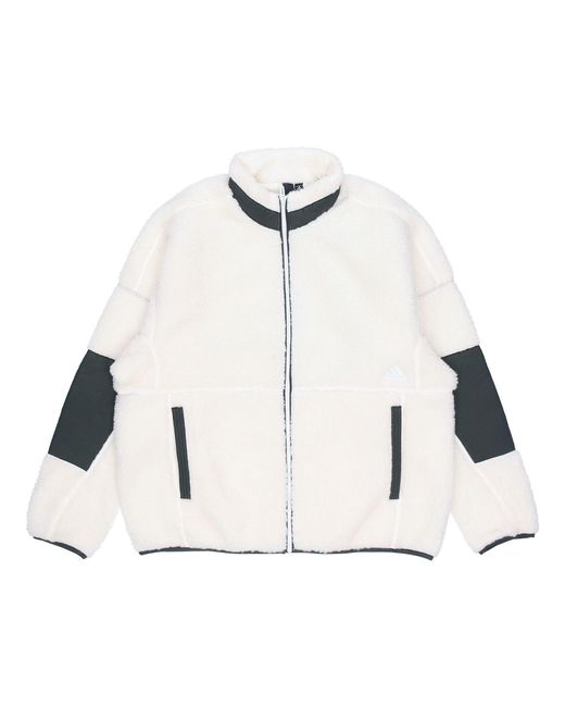 Adidas White S2S Boa Jkt Lamb's Wool Stay Warm Sports Stand Collar Jacket for men