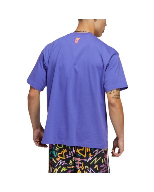 Adidas Purple Originals Large Logo Alphabet Round Neck Casual Sports Short Sleeve Couple Style for men