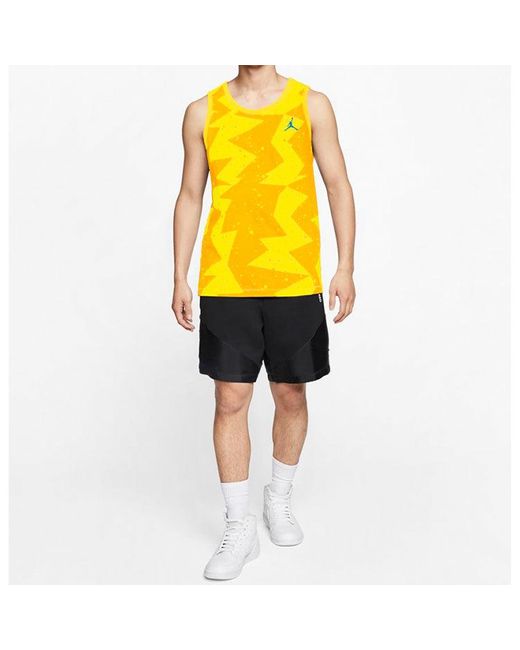 Nike Yellow Printed Poolside Printing Basketball Sports Vest for men