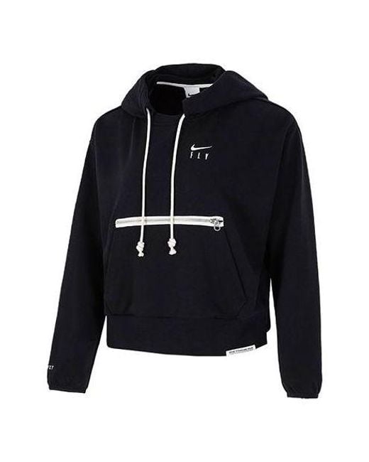 Nike Blue (Wmns) Embroidered Logo Big Pocket Short Sports Hoodie