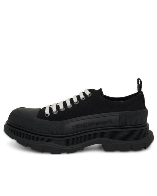 McQueen Black Tread Slick Low Lace Up Shoes for men