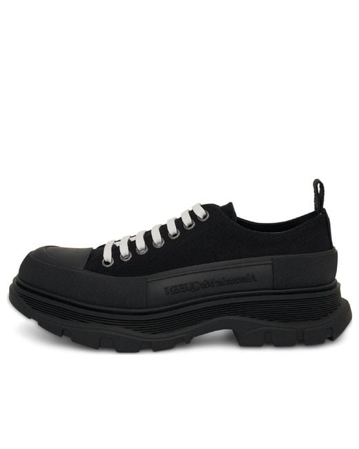 Alexander McQueen Black Tread Slick Low Lace Up Shoes for men
