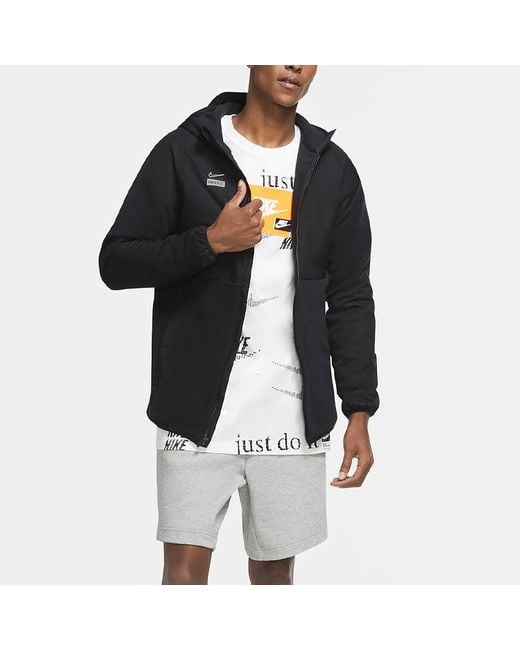 Nike Blue Back Large Logo Sports Long Sleeves Zipper Hooded Jacket for men