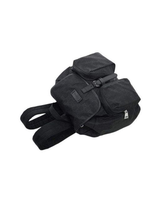 Gucci Black Logo Leather Logo Nylon Schoolbag Backpack