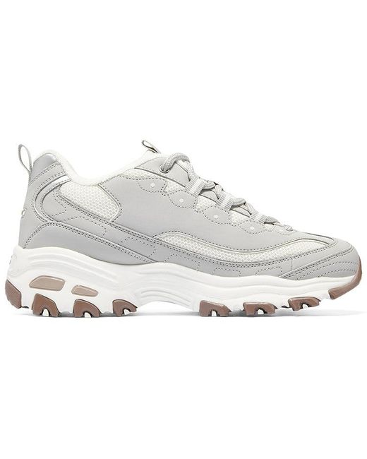 Skechers White (Wmns) D'Lites-Looking Glass Marathon Running Shoes