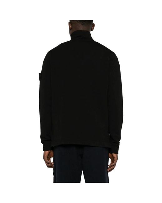 Stone Island Black Felpa Ghost Half Zip Up Sweater for men