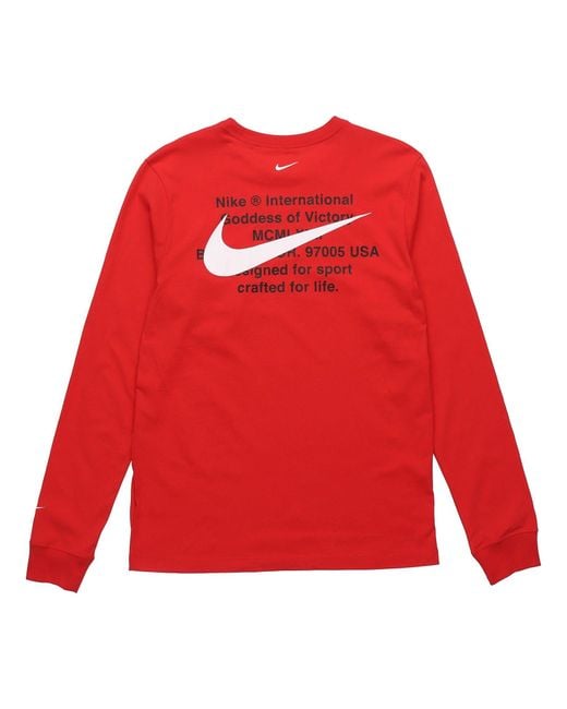 Nike Red Printing Round Neck Long Sleeves T-Shirt for men