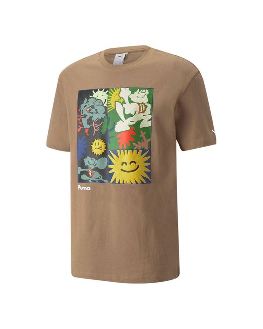 PUMA Brown Adventure Planet Graphic Tee for men
