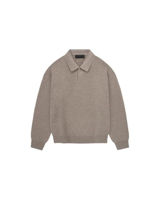 Fear Of God Gray Fw23 Knit Polo Shirt 'Core Heather' for men
