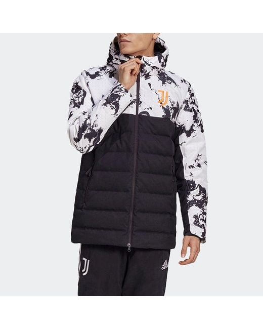 Adidas Blue Juventus Soccer/Football Sports Colorblock Hooded Down Jacket Colorblock for men