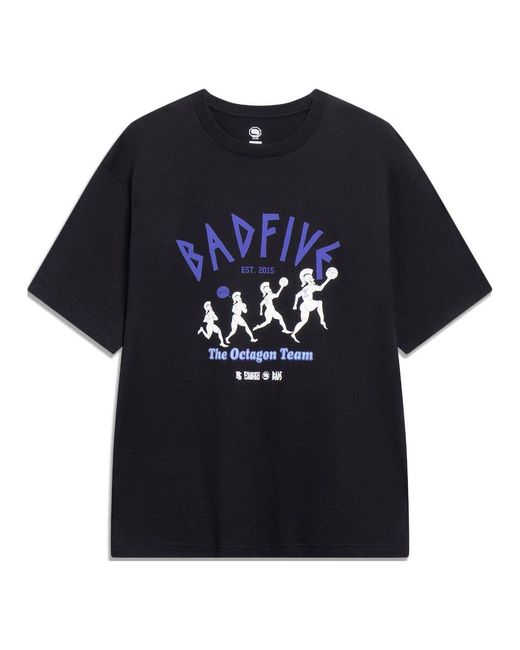 Li-ning Black X Anti-Wu Badfive Casual Graphic Print Tee for men