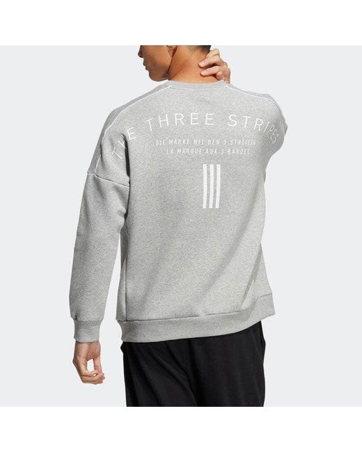 Adidas Gray Solid Color Minimalistic Alphabet Printing Round Neck Sports for men