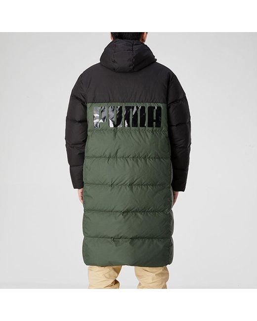 PUMA Green Long Oversized Down Jacket for men
