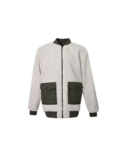 Vans Green Reversible Lamb's Wool Long Sleeves Logo Sports Jacket Military for men