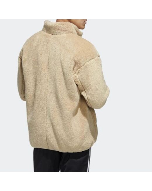 Adidas Natural Solid Color Casual Sports Stay Warm Stand Collar Jacket for men