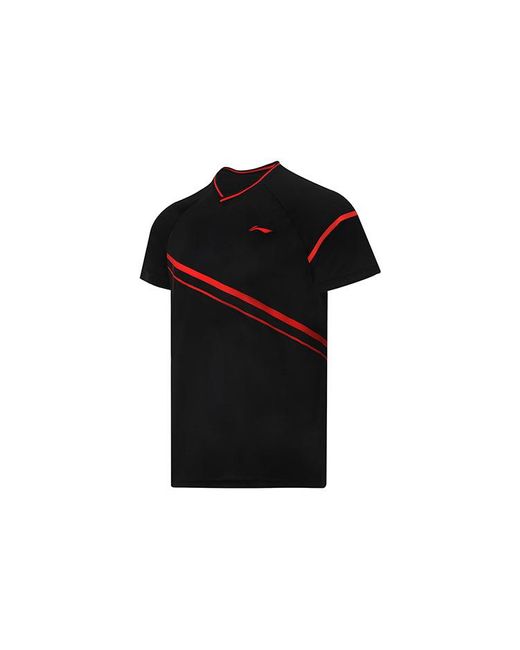 Li-ning Black Badminton Series Breathable Training Sports Short Sleeve Couple Style for men