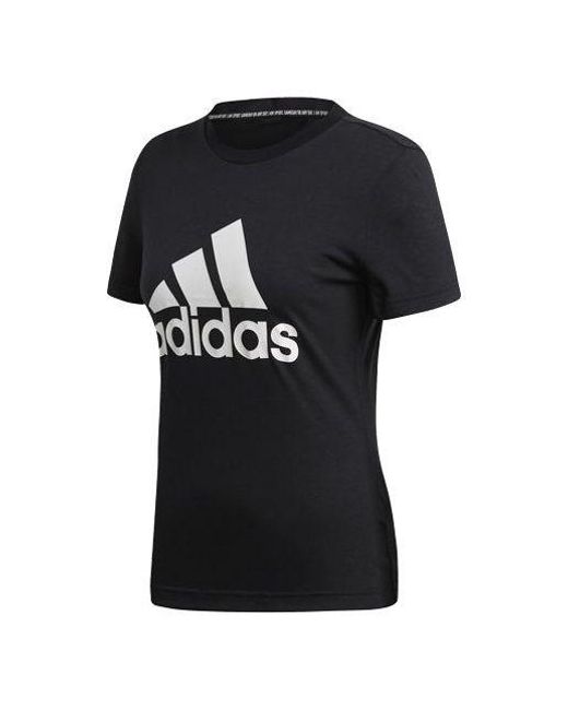 Adidas Black (Wmns) Logo Alphabet Printing Sports Short Sleeve