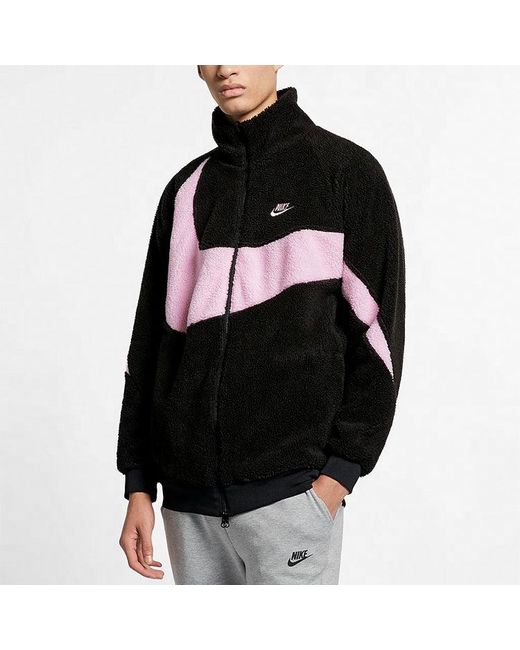 Nike Black Big Swoosh Polar Fleece Jacket for men