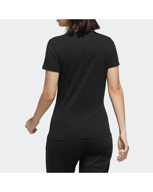 Adidas Black (Wmns) Classic Logo Alphabet Printing Short Sleeve