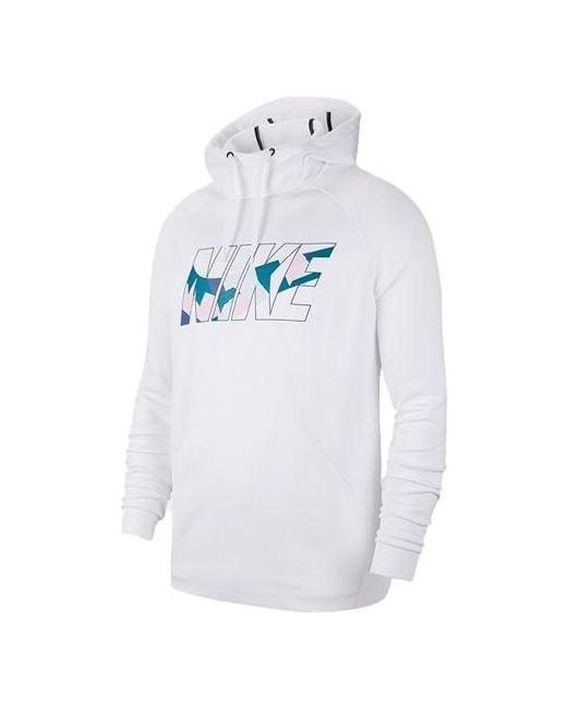 Nike White Logo Printing Fleece Lined Stay Warm Sports Pullover Drawstring for men