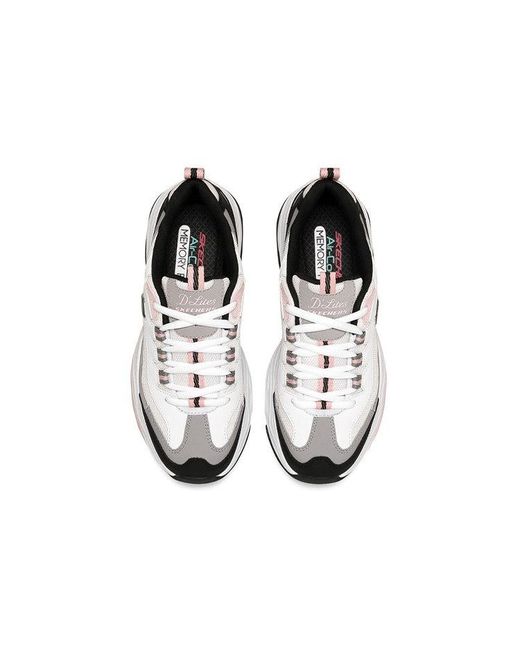 Skechers White (Wmns) D'Lites Low-Dad Shoes