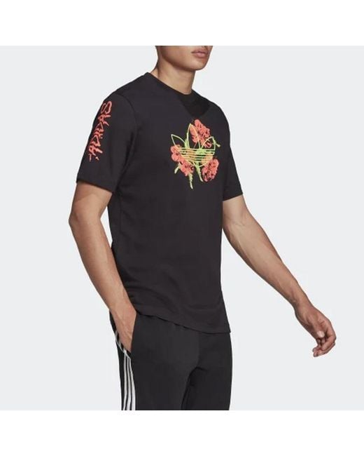 Adidas Black Originals Logo Printing Athleisure Casual Sports Short Sleeve for men
