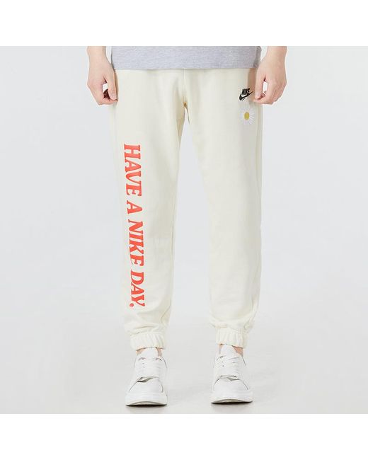 Nike Natural Alphabet Printing Daisy Sports Pants/Trousers/Joggers Creamy for men
