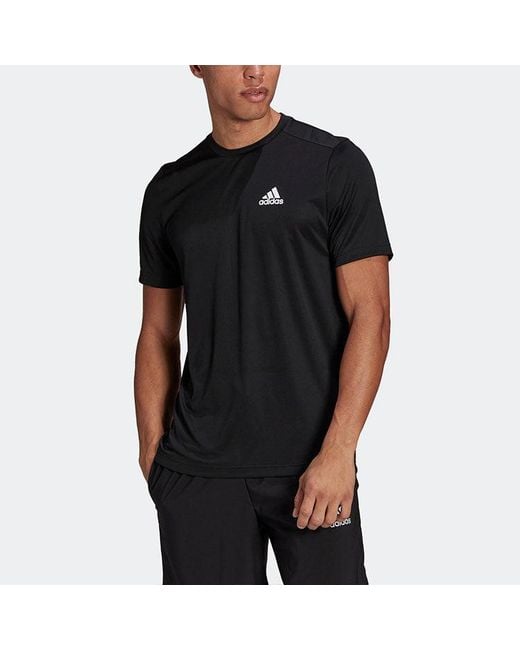 Adidas Black Solid Color Logo Casual Short Sleeve T-Shirt for men