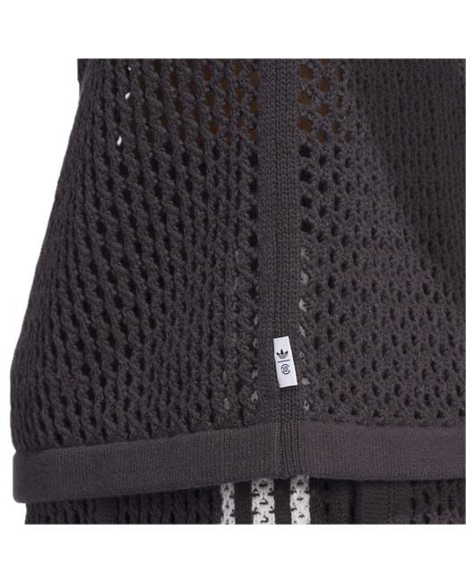 Adidas Black X Clot Fw24 Crochet Polo Shirt Asia Sizing 'Carbon' for men