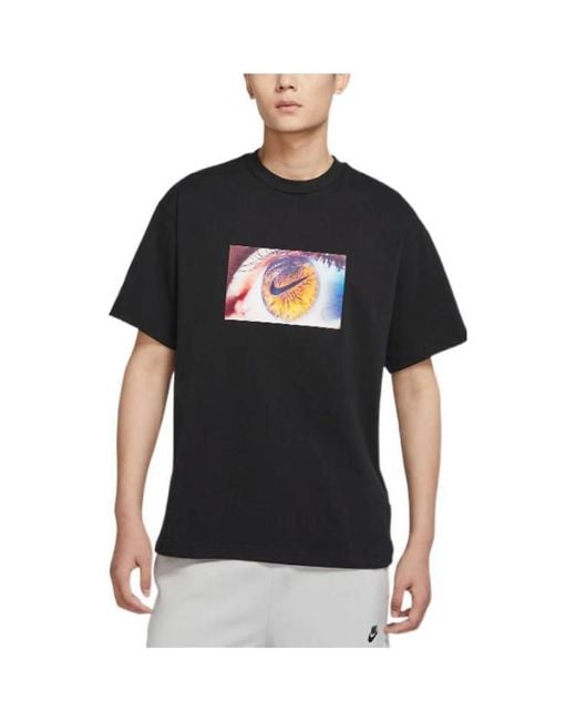 Nike Black Eye Pattern Logo Printing Round Neck Casual Short Sleeve T-Shirt for men