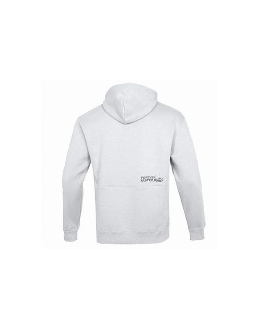 PUMA Gray Small Logo Relaxed Logo Hoodie for men