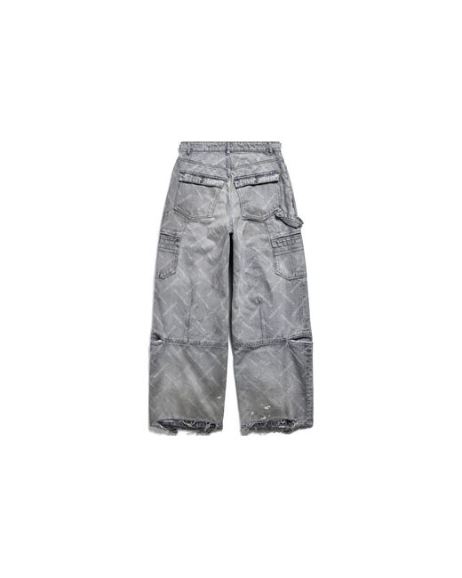 Balenciaga Gray Bal Diagonal Allover Cargo Pants 'Light' for men