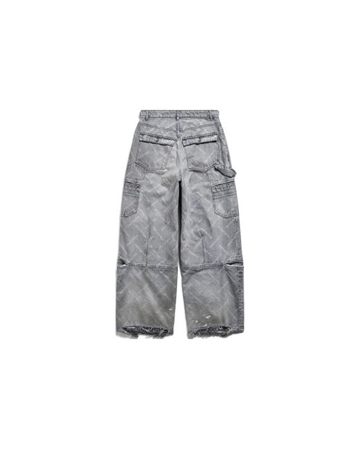 Balenciaga Gray Bal Diagonal Allover Cargo Pants 'Light' for men