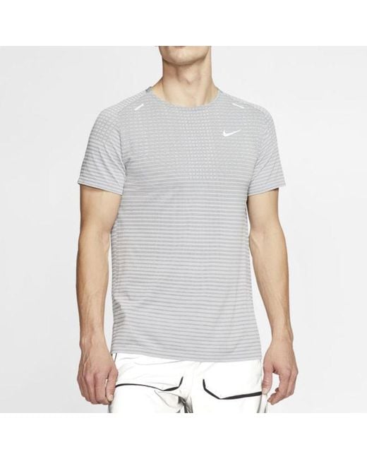 Nike Gray Techknit Ultra Casual Sports Round Neck Short Sleeve Light for men