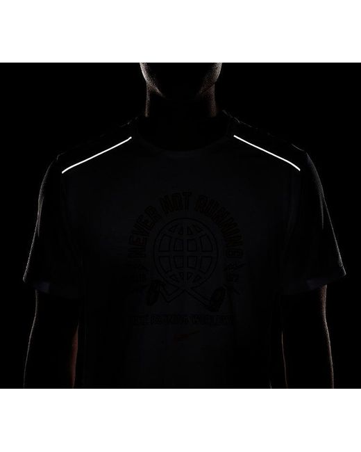Nike White Miler Wild Run Earth Printing Short Sleeve for men