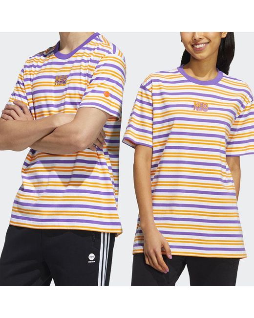 Adidas Multicolor Neo Ss22 M Sw Strp Rng T Sports Stripe Short Sleeve Colorblock for men