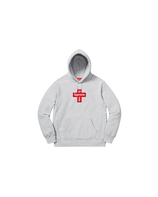 Supreme White Cross Box Logo Hooded Sweatshirt for men