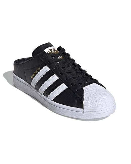 Adidas Black Superstar Slip-On Backless Mule 'Core' for men