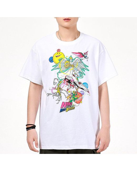 Nike White Sports Running Casual Printing Round Neck Short Sleeve T-Shirt for men