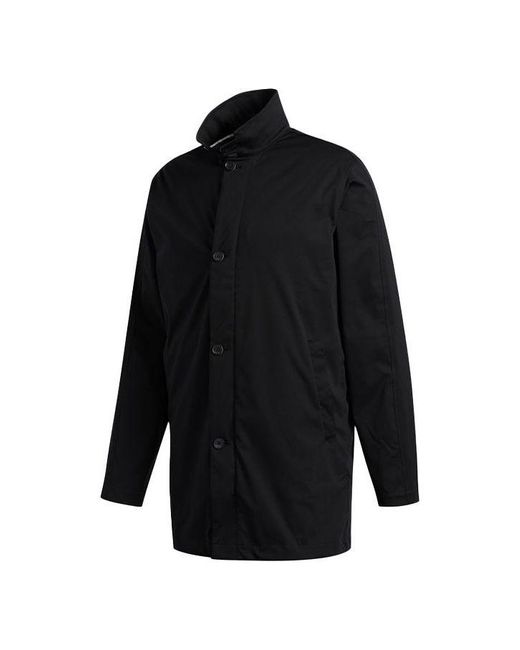 Adidas Black Stand Collar Button Golf Long Sleeves Jacket for men