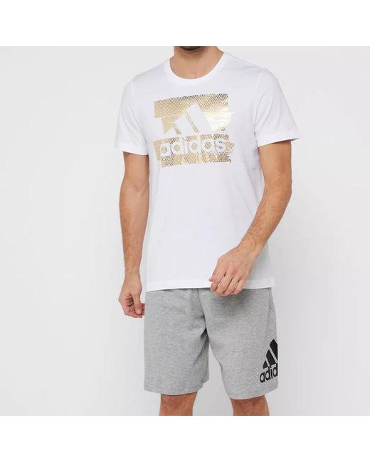 Adidas White Logo Sports Round Neck Short Sleeve for men