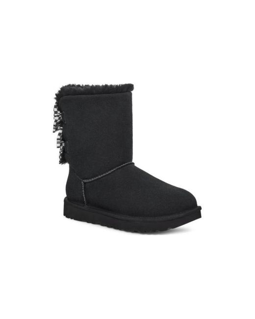 Ugg Black (Wmns) Checkered Bow Snow Boots